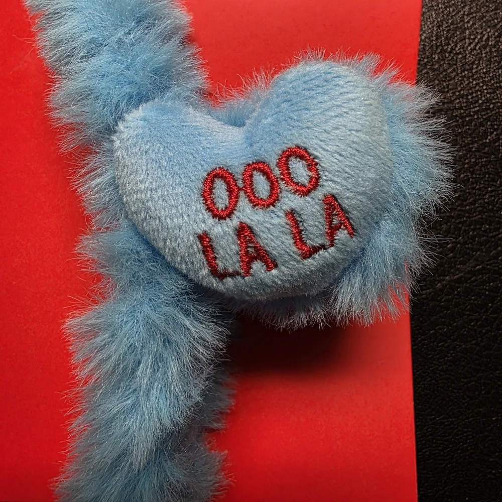 Blue Fuzzy Heart Hair Clip - 